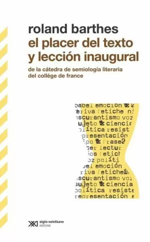 PLACER DEL TEXTO, EL. LECCION INAUGURAL